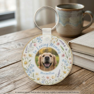 Porte-clés Fleur sauvage de deuil d'animal de compagnie à l'a