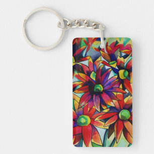 Porte-clés Fleur sauvage multicolore paille margueuse