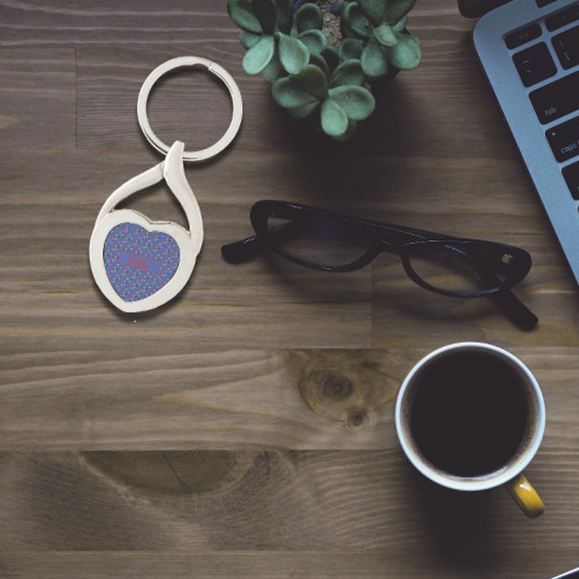 Porte-clés Fleur sauvage nom motif bleu Porte - clé métalliqu (Créateur téléchargé)