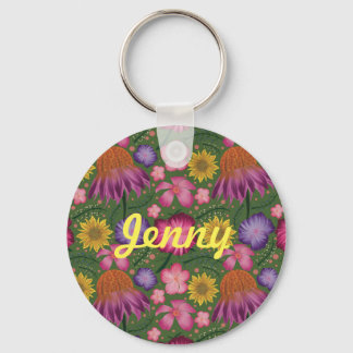 Porte-clés Fleur sauvage Vert Floral Personnalisé
