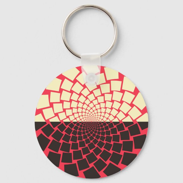 Porte-clés Fleur stylisée : noir rouge ivoire (Recto)