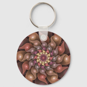 Porte-clés Fleur surréaliste brillante Art fractal abstrait m