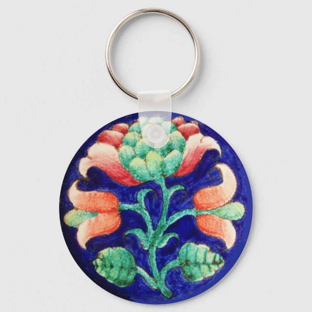 Porte-clés FLEURALE, bleu rose vert (Recto)