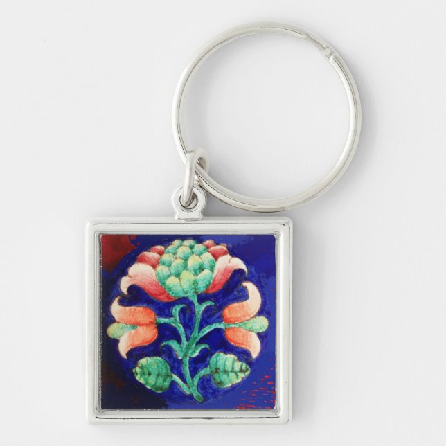 Porte-clés FLEURALE, bleu rose vert (Devant)