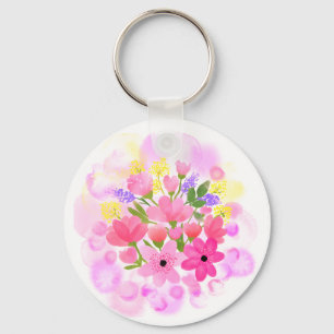 Porte-clés Fleurs aquarelles 01 Porte - clé