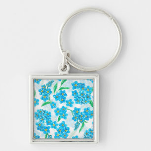 Porte-clés Fleurs aquarelles ne m'oubliez pas