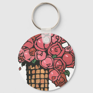 Porte-clés Fleurs Art Déco Vintage, Roses de Jardin Roses