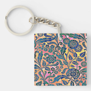Porte-clés Fleurs avec fond aquarelle