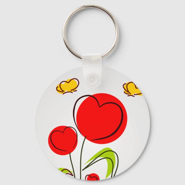 Porte-clés Fleurs avec Porte - clé Coeur (Recto)