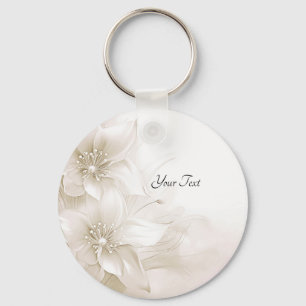 Porte-clés Fleurs Blanc Ivoire