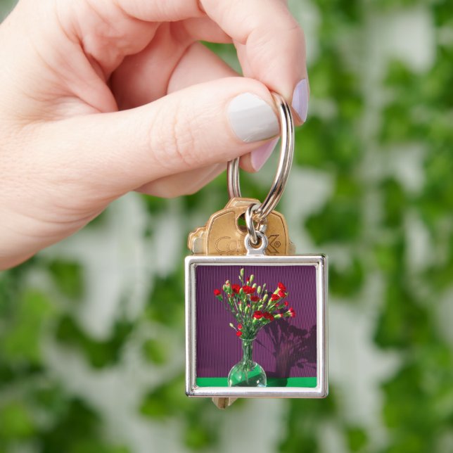 Porte-clés Fleurs | Bouquet Carantion Rouge (main)
