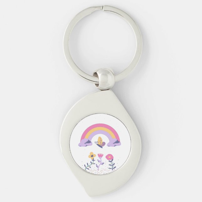 Porte-clés Fleurs Cloud Arc-en-ciel (Devant)