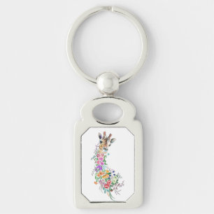 Porte-clés Fleurs colorées Bouquet Giraffe - Dessin Moderne 