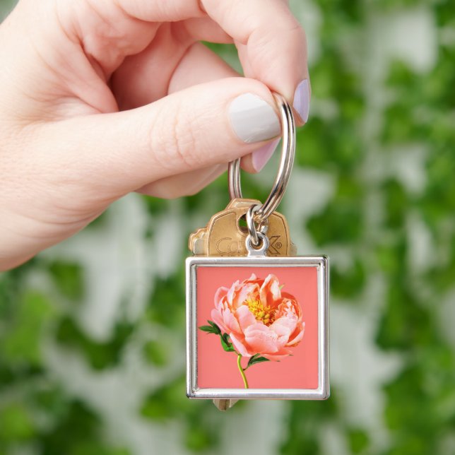 Porte-clés Fleurs | Coral Peony Blossom (main)