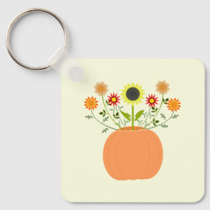 Porte-clés Fleurs d'action de grâce en Citrouille personnalis