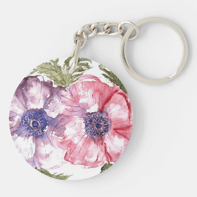 Porte-clés Fleurs d'aquarelle (Dos)