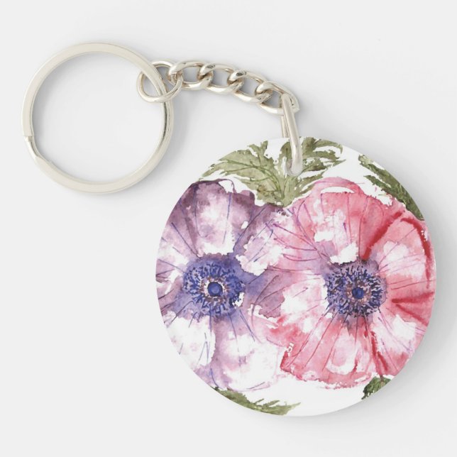 Porte-clés Fleurs d'aquarelle (Devant)