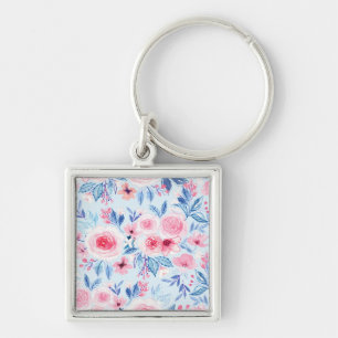 Porte-clés Fleurs d'aquarelle et feuilles 2