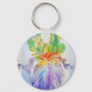 Porte-clés Fleurs d'aquarelle violet Iris fleuris floral Key