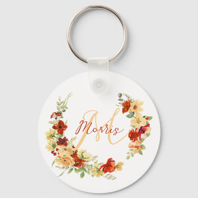 Porte-clés Fleurs d'automne personnalisées  (Recto)