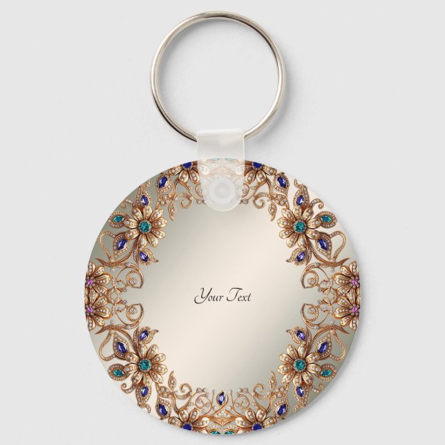 Porte-clés Fleurs de Bijou en Or Élégant (Recto)