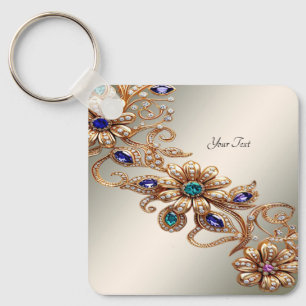 Porte-clés Fleurs de Bijou en Or Élégant