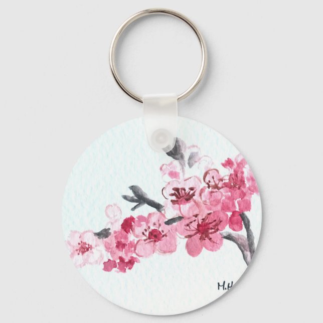 Porte-clés Fleurs de cerisiers roses (Recto)