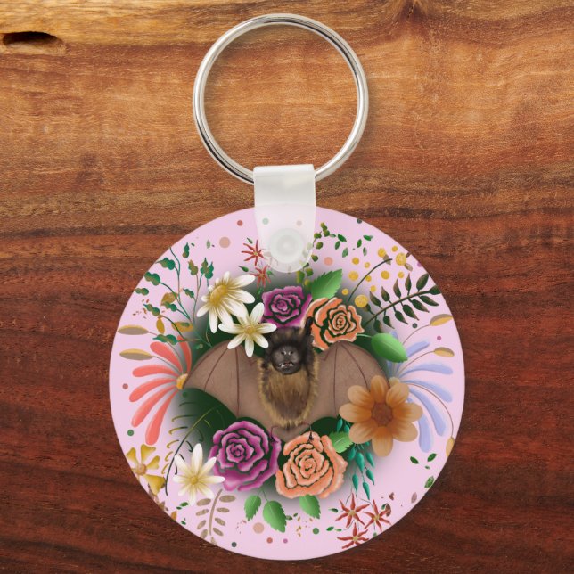 Porte-clés Fleurs de chauve-souris florales Botaniques (Verso)