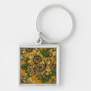 Porte-clés Fleurs de chrysanthème jaune