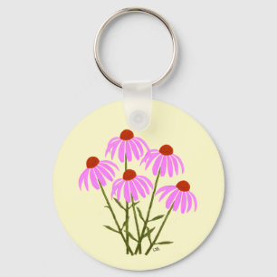 Porte-clés Fleurs de Cornouailles violettes rondes