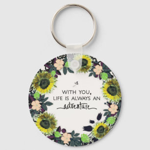 Porte-clés Fleurs de couronne Verdure Floral Religieux Cadeau