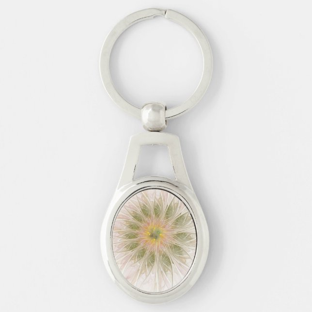 Porte-clés Fleurs de fantaisie fractale douces et tendres (Devant)