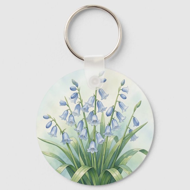Porte-clés Fleurs de Jacinthe Botanique Aquarelle (Recto)