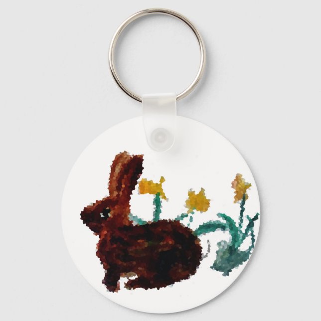 Porte-clés Fleurs de lapin Nature (Recto)