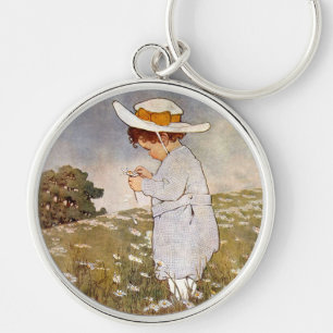 Porte-clés Fleurs de marguerites de cueillette d'enfants anti