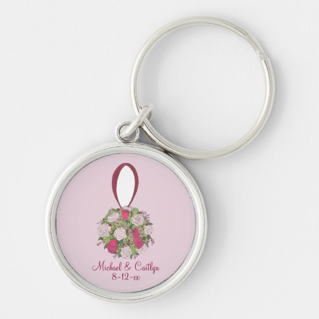 Porte-clés Fleurs de mariage personnalisées Rose Bouquet Port (Devant)