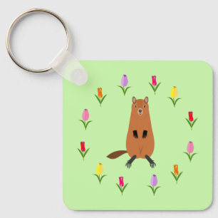 Porte-clés Fleurs de marmotte et de tulipe sur mesure