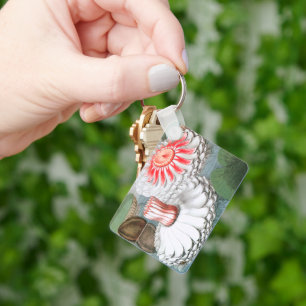Porte-clés Fleurs de nénuphars vintage, nénuphars dans un éta