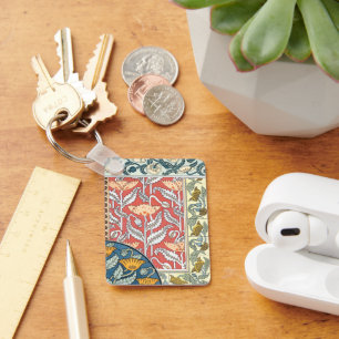 Porte-clés Fleurs de pavot Art Nouveau floral vintage