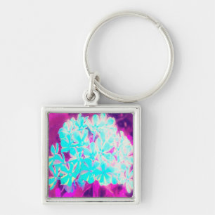 Porte-clés Fleurs de Phlox à Twist de Menthe Poivrée Bleu OEu