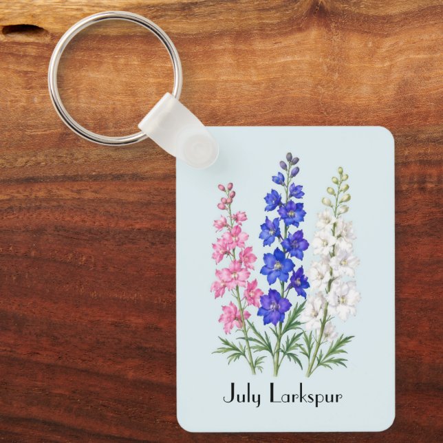 Porte-clés Fleurs de Pied-d'Alouette de Juillet  (Recto)