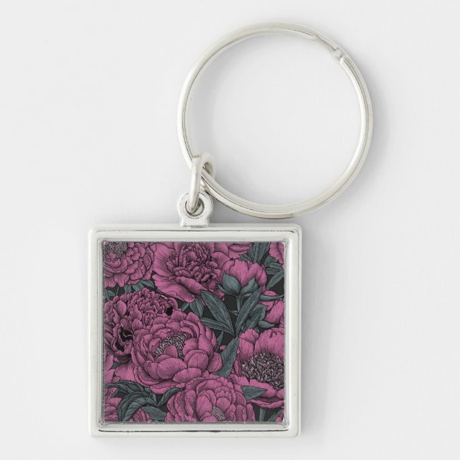 Porte-clés Fleurs de pivoines violettes (Devant)