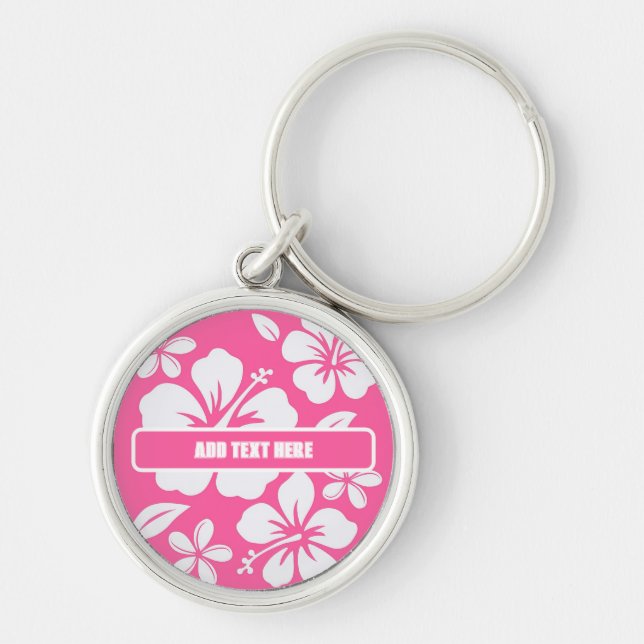 Porte-clés Fleurs de plage rose tropicale (Devant)