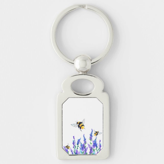 Porte-clés Fleurs de printemps et abeilles Porte - clé volant (Devant)