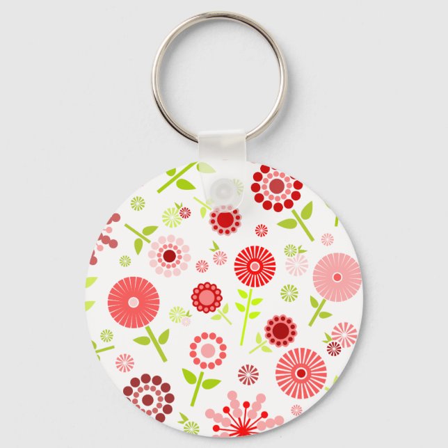 Porte-clés Fleurs de printemps rouge mignonnes (Recto)