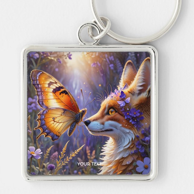 Porte-clés Fleurs de renard à papillon mignonne Imaginaire (Devant)