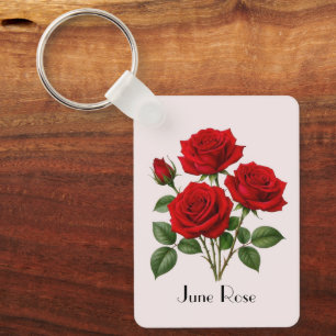 Porte-clés Fleurs de rose de juin