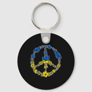 Porte-clés Fleurs de signe de paix en Ukraine en bleu et jaun