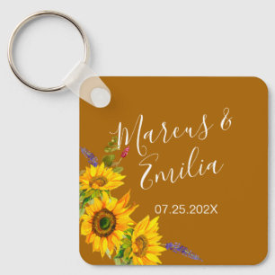 Porte-clés Fleurs de soleil d'automne Mariage personnalisé