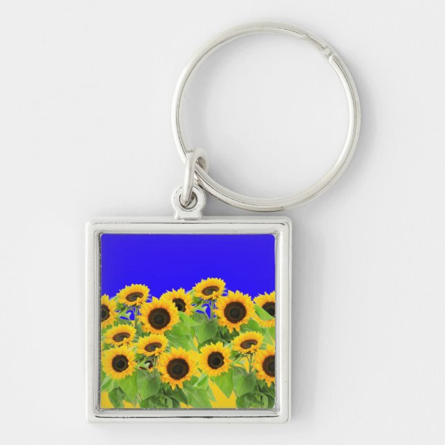 Porte-clés Fleurs de soleil - drapeau ukrainien Paix Liberté  (Devant)